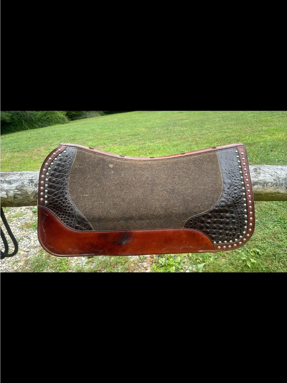 Wade saddle pad with Brown Leather and Wool Western Saddle Pad